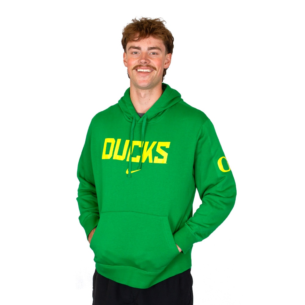Classic Oregon O, Nike, Green, Hoodie, Cotton Blend, Men, Ducks, Pullover, Sweatshirt, 926400